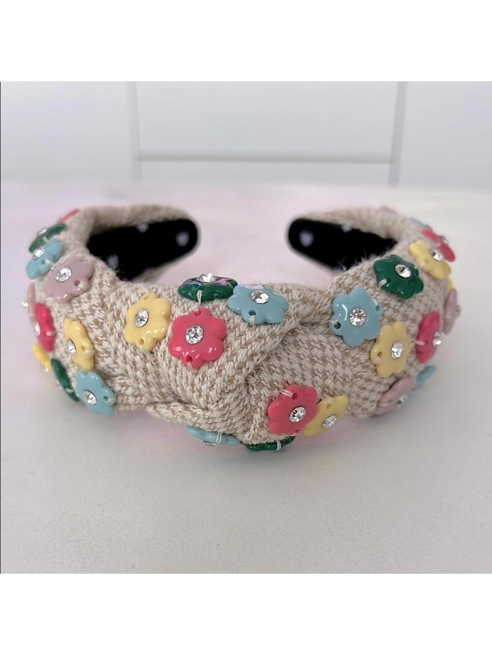 Lele Sadoughi Daphne Flower Charm Headband Rainbow Vintage - Picture 5 of 9
